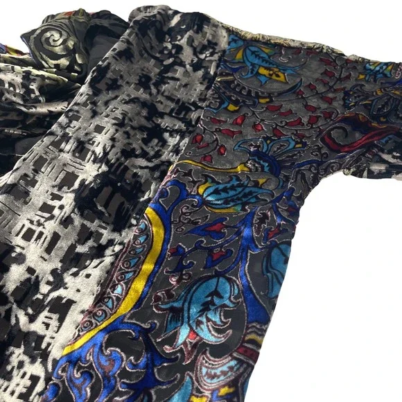 Anthropologie Floreat Velvet Burnout Muse Kimono Top O/S Patchwork Open‎ Front - Picture 6 of 12